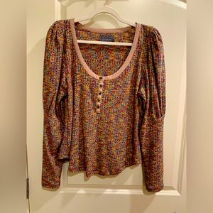Anthropologie Multicolor Puffed Sleeve Blouse (Size Medium)